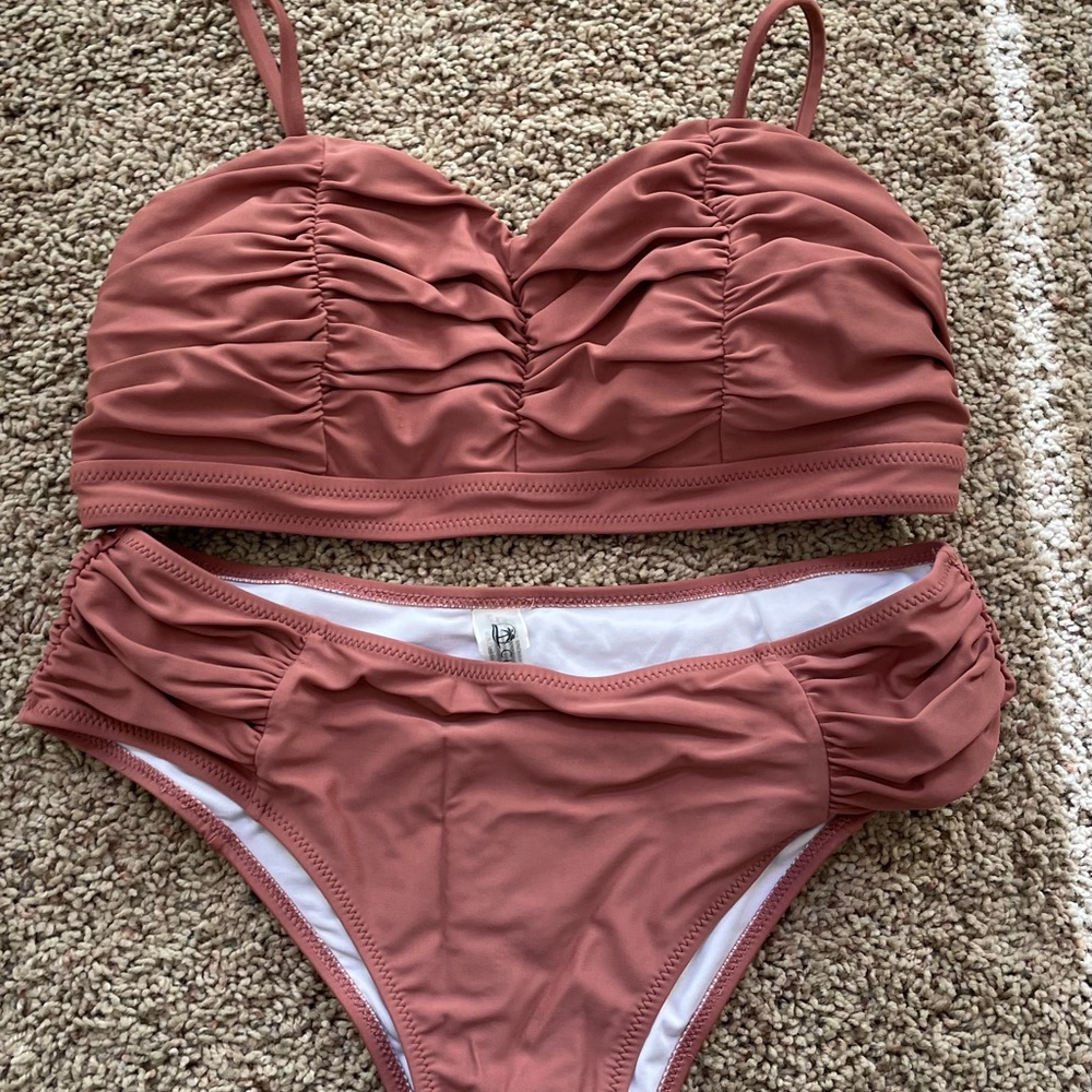 Cupshe Dusty Pink Ruched Bikini